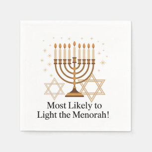 Most Likely to Light the Menorah Hanukkah Jewish Napkins