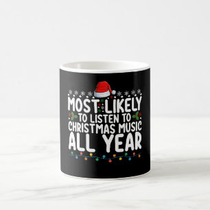 Most Likely To Listen To Christmas Music All Year Coffee Mug
