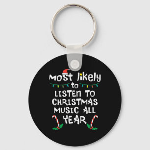 Most Likely To Lister Christmas Music Xmas Family  Keychain