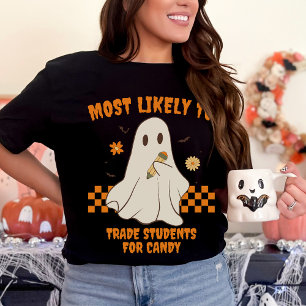 Most Likely To Matching Halloween Ghost Teacher T-Shirt