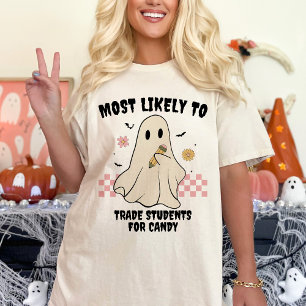 Most Likely To Matching Halloween Ghost Teacher T-Shirt