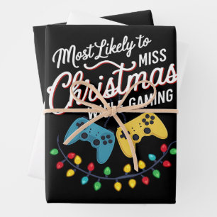 Most Likely To Miss Christmas While Gaming Gamer Wrapping Paper Sheets