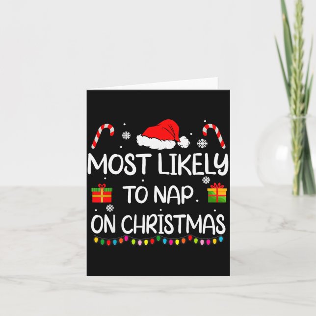 Most Likely To Nap On Christmas Family Funny Match Card (Front)