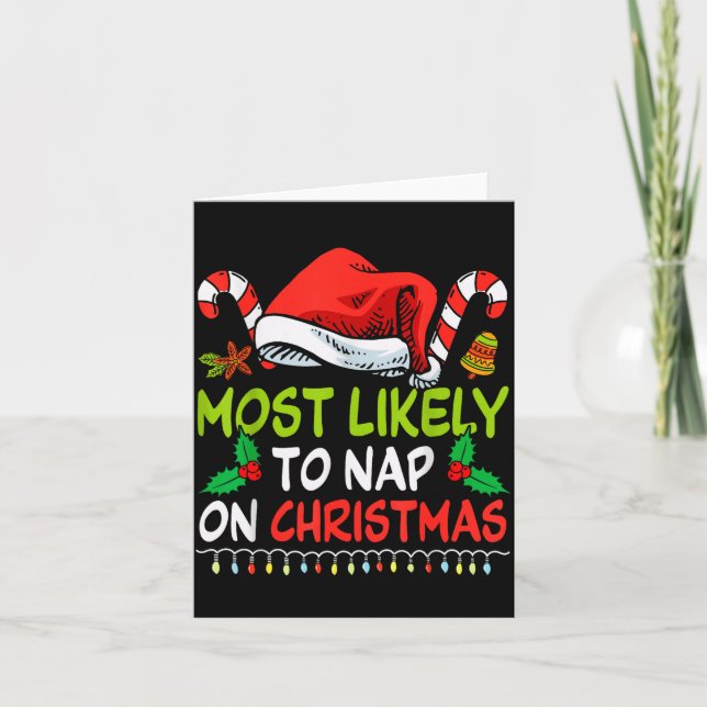Most Likely To Nap On Christmas Family Funny Match Card (Front)