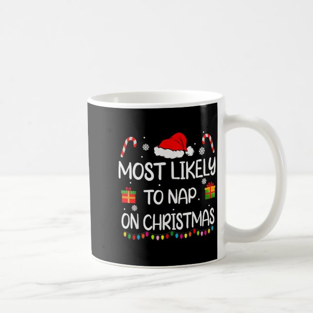 Most Likely To Nap On Christmas Family Funny Match Coffee Mug (Right)