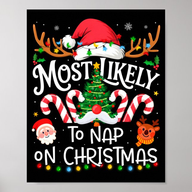 Most Likely To Nap On Christmas Family Matching Ch Poster (Front)