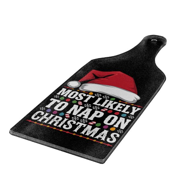 Most Likely To Nap On Christmas Family Matching  Cutting Board (Corner)