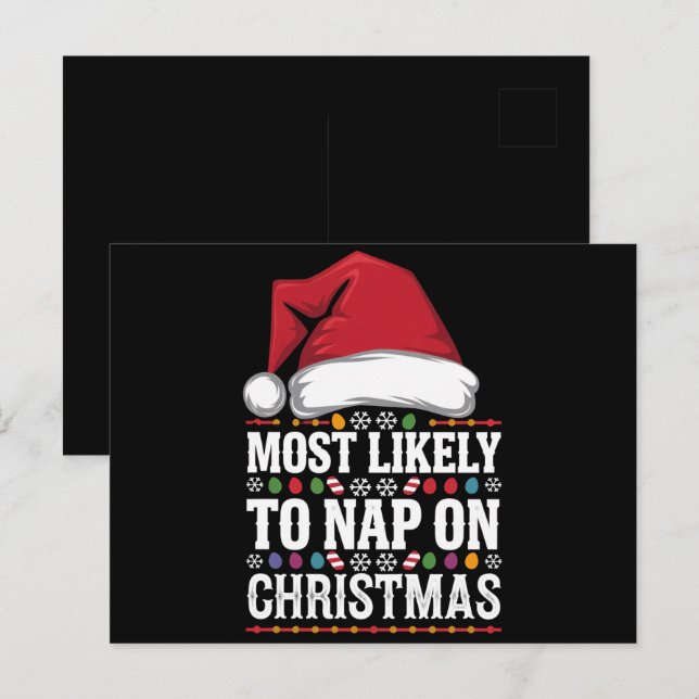Most Likely To Nap On Christmas Family Matching  Postcard (Front/Back)