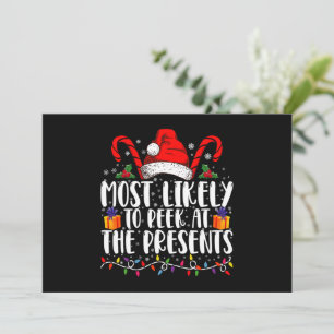 Most Likely To Peek At The Presents Family Xmas Invitation