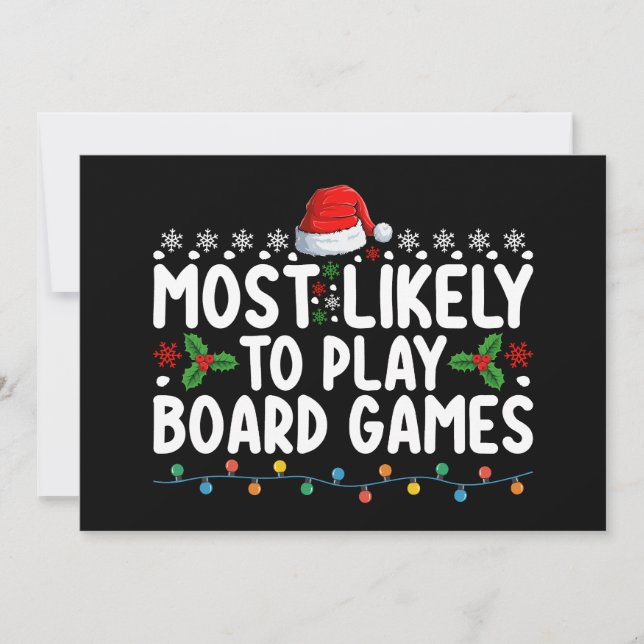 Most Likely To Play Board Games Christmas Family Invitation (Front)