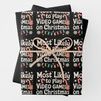 Most Likely To Play Video Games On Christmas Xmas Wrapping Paper Sheets