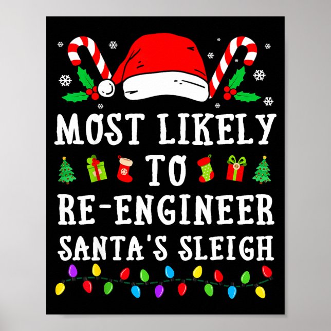 Most Likely To Re-engineer Santa's Sleigh Christma Poster (Front)