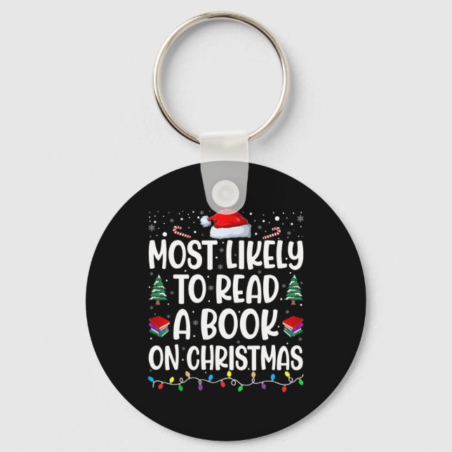 Most Likely To Read A Book On Christmas Matching F Keychain (Front)