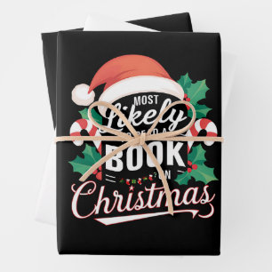 Most Likely To Read A Book On Christmas Wrapping Paper Sheets