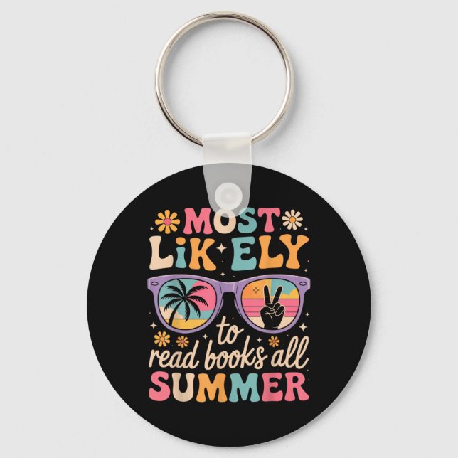 Most Likely To Read Books Summer Teacher Student Keychain (Front)