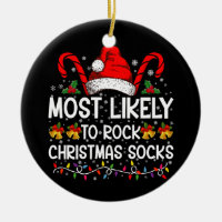 Most Likely To Rock Christmas Socks Funny Xmas