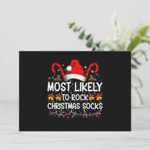 Most Likely To Rock Christmas Socks Funny Xmas Invitation
