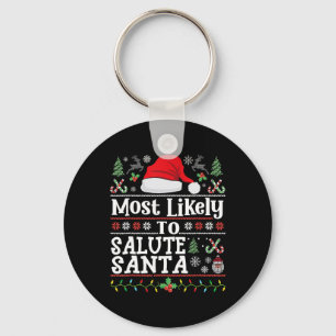 Most likely to Salute Santa- Soldier Christmas Arm Keychain