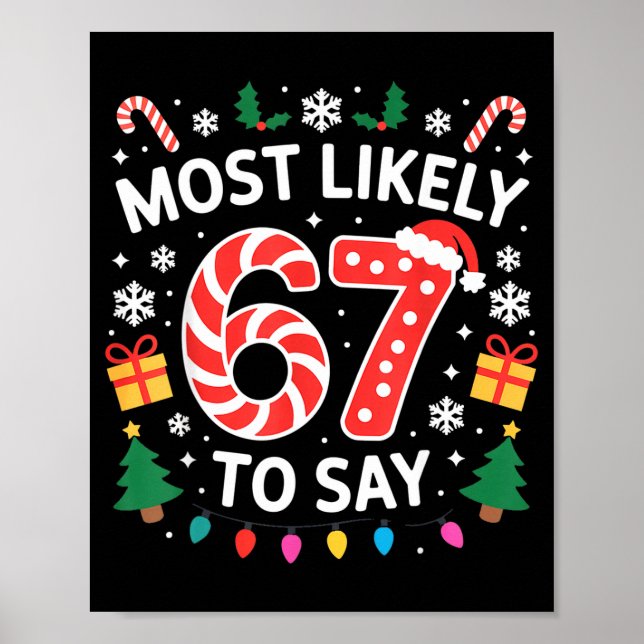 Most Likely To Say 67 Six Seven Funny Xmas Christm Poster (Front)