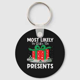 Most Likely To Shake The Presents Christmas Family Keychain