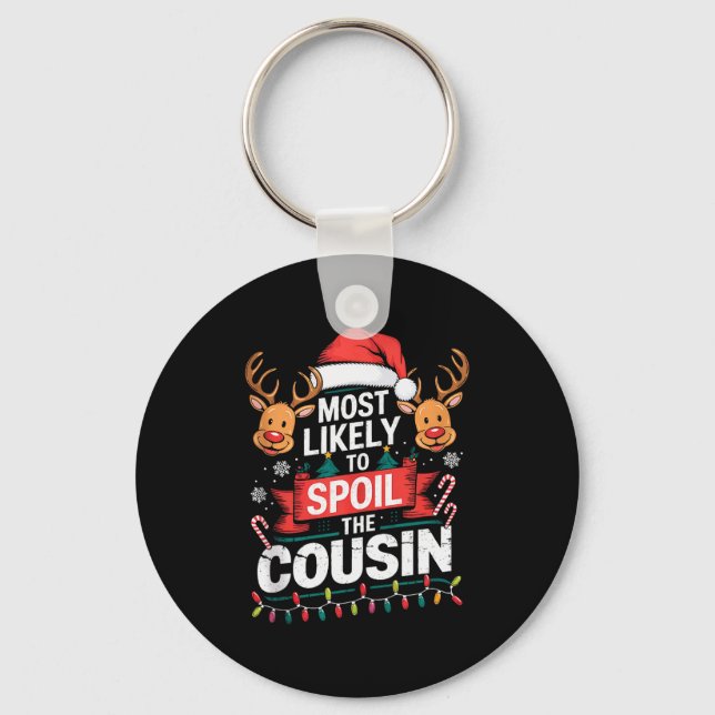 Most Likely To Sil The Cousin Christmas Party Fami Keychain (Front)