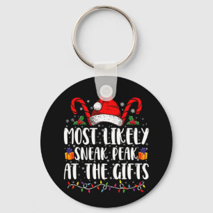 Most Likely To Sneak Peak At The Gifts Christmas Keychain