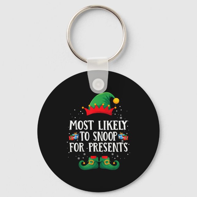 Most Likely To Snoop For Matching Christmas Elf  Keychain (Front)