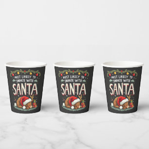 Most Likely to Snooze with Santa Sleepy Reindeer  Paper Cups