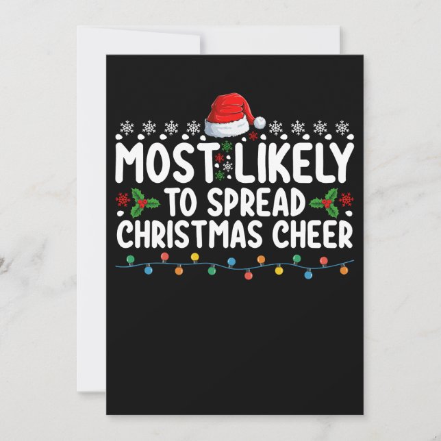 Most Likely To Spread Christmas Cheer Holiday Fami Invitation (Front)