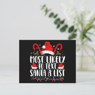 Most Likely To Text Santa A List Matching Christma Holiday Postcard