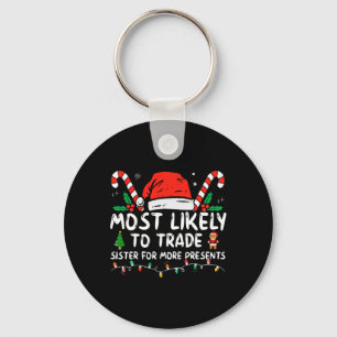 Most Likely To Trade Sister For More Presents Chri Keychain