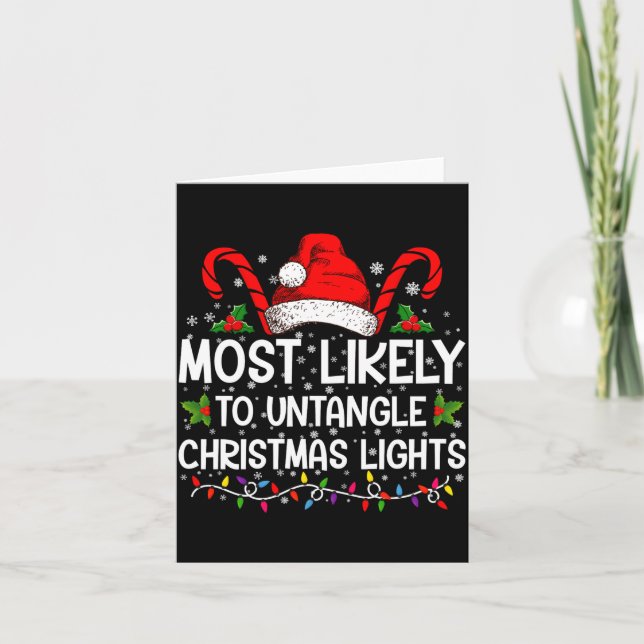 Most Likely To Untangle Christmas Lights Matching  Card (Front)
