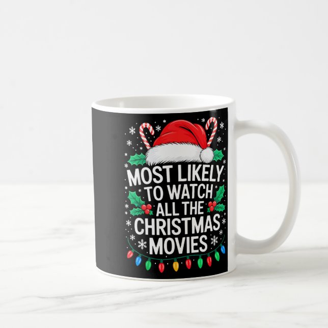 Most Likely To Watch All The Christmas Movies Shir Coffee Mug (Right)
