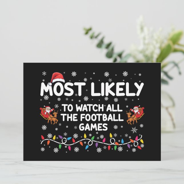 Most Likely To Watch All The Football Games  Invitation (Standing Front)