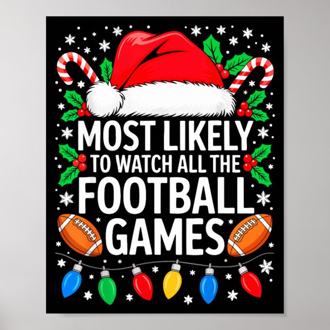 Most Likely To Watch All The Football Games Shirt  Poster (Front)
