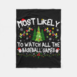 Most Likely To Watch All The Sell Games Christmas  Fleece Blanket