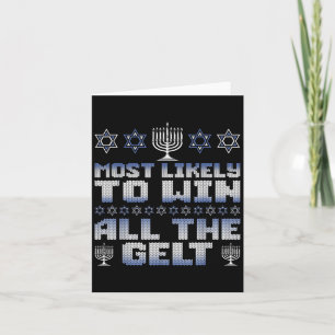 Most Likely To Win All The Gelt Hanukkah Matching  Card
