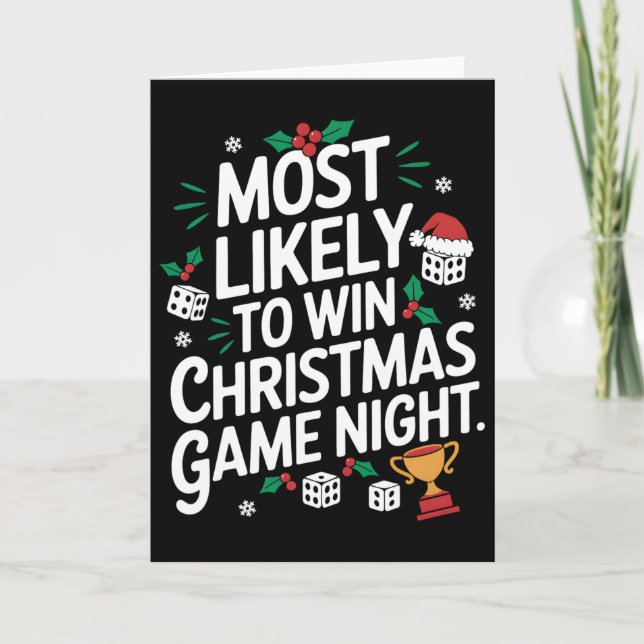 Most Likely To Win Family Christmas Game Night Par Card (Front)