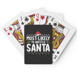 Most Likely To Wrestle Santa Christmas Wrestling Poker Cards