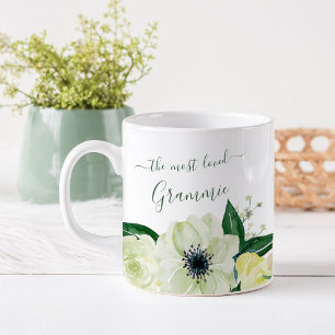 Most Loved Grammie Pretty Wild Roses Hunter Green Coffee Mug