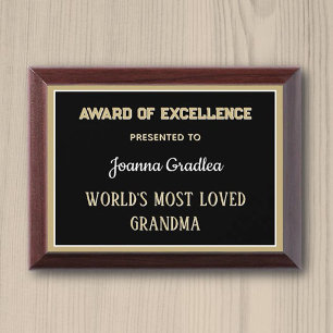 Most loved Grandma Award Plaque