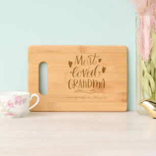 Most Loved Grandma Grandchild Names Engraved Cutting Board