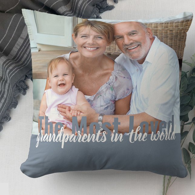 Most Loved Grandparents in the World 2 Photo Throw Pillow (Creator Uploaded)
