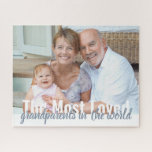Most Loved Grandparents Personalized Photo Jigsaw Puzzle<br><div class="desc">Create your own photo puzzle with one of your favorite photos. The modern oversized typography is fully editable and currently reads "The Most Loved grandparents in the world". The photo template is ready for you to add your picture,  which is displayed in landscape format.</div>