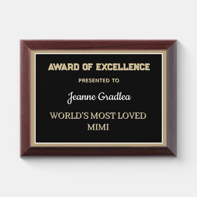 Most loved Mimi Award Plaque (Horizontal)