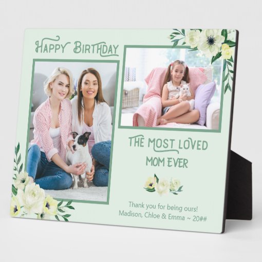 Most Loved Mom Ivory Floral Frame 2 Photo Zazzle