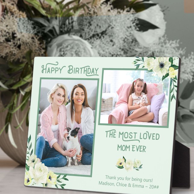 Most Loved Mom - Ivory Floral Frame 2 Photo (Creator Uploaded)
