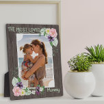 Most Loved Mommy Rustic Wood Floral Photo Plaque<br><div class="desc">Beautiful photo gift for your mother. The template is set up ready for you to add your own photo and you can also edit "mommy" to your preferred title (ie., mom, mummy, mama etc), if you wish. This watercolor floral design features a rustic dark barn wood look background with flowers...</div>