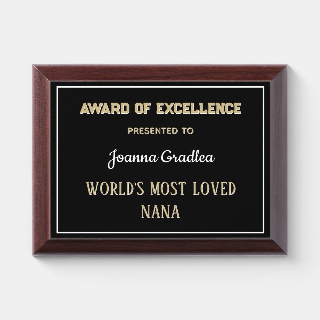 Most loved Nana Award Plaque (Horizontal)