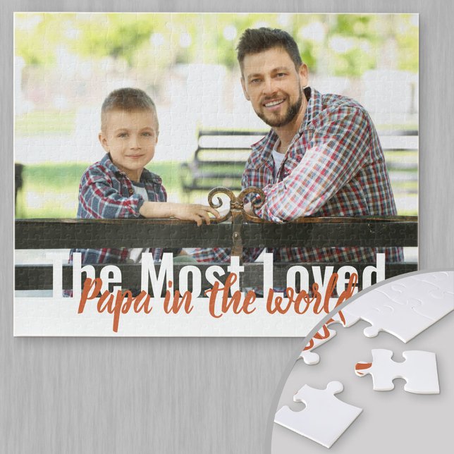 Most Loved Papa in the World Personalized Photo Jigsaw Puzzle (Creator Uploaded)